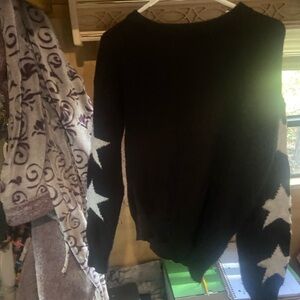 Black Sweater with White Star Accents